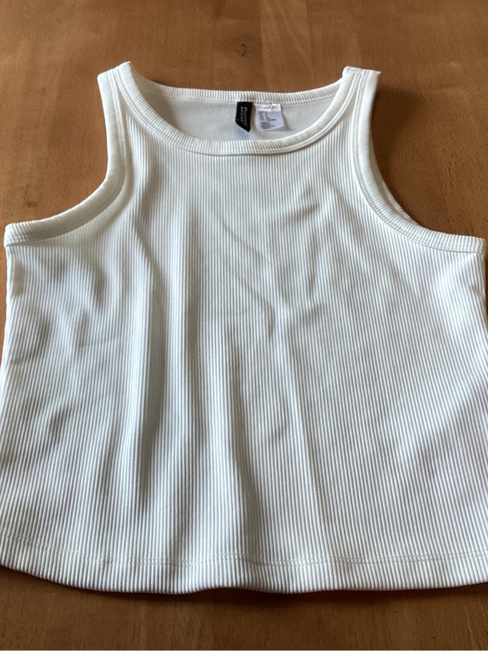 Divided White Ribbed Crop Tank
